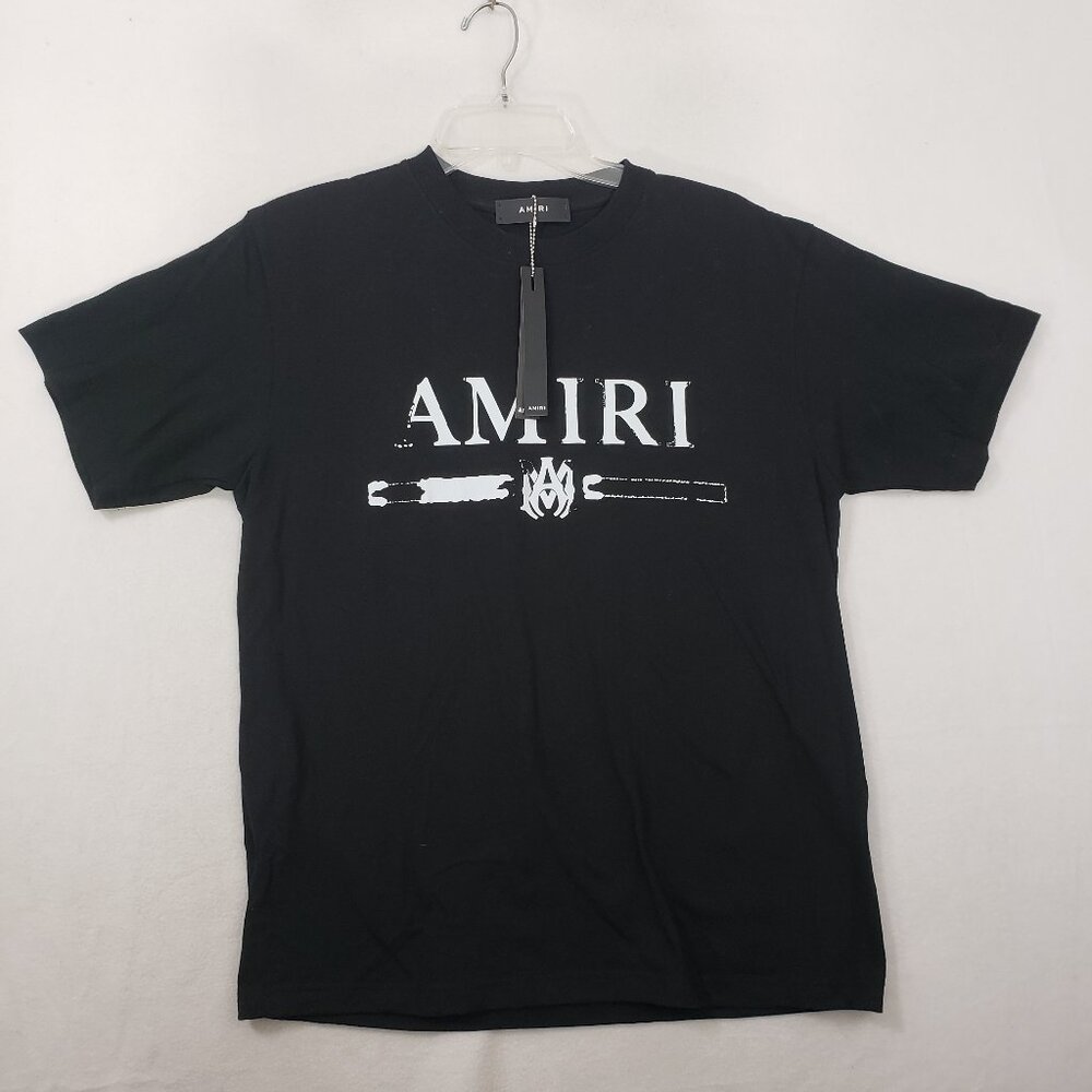 AMIRI M.A. Bar Short Sleeve Crew Neck Logo Tee Men's size Medium Black with Tag